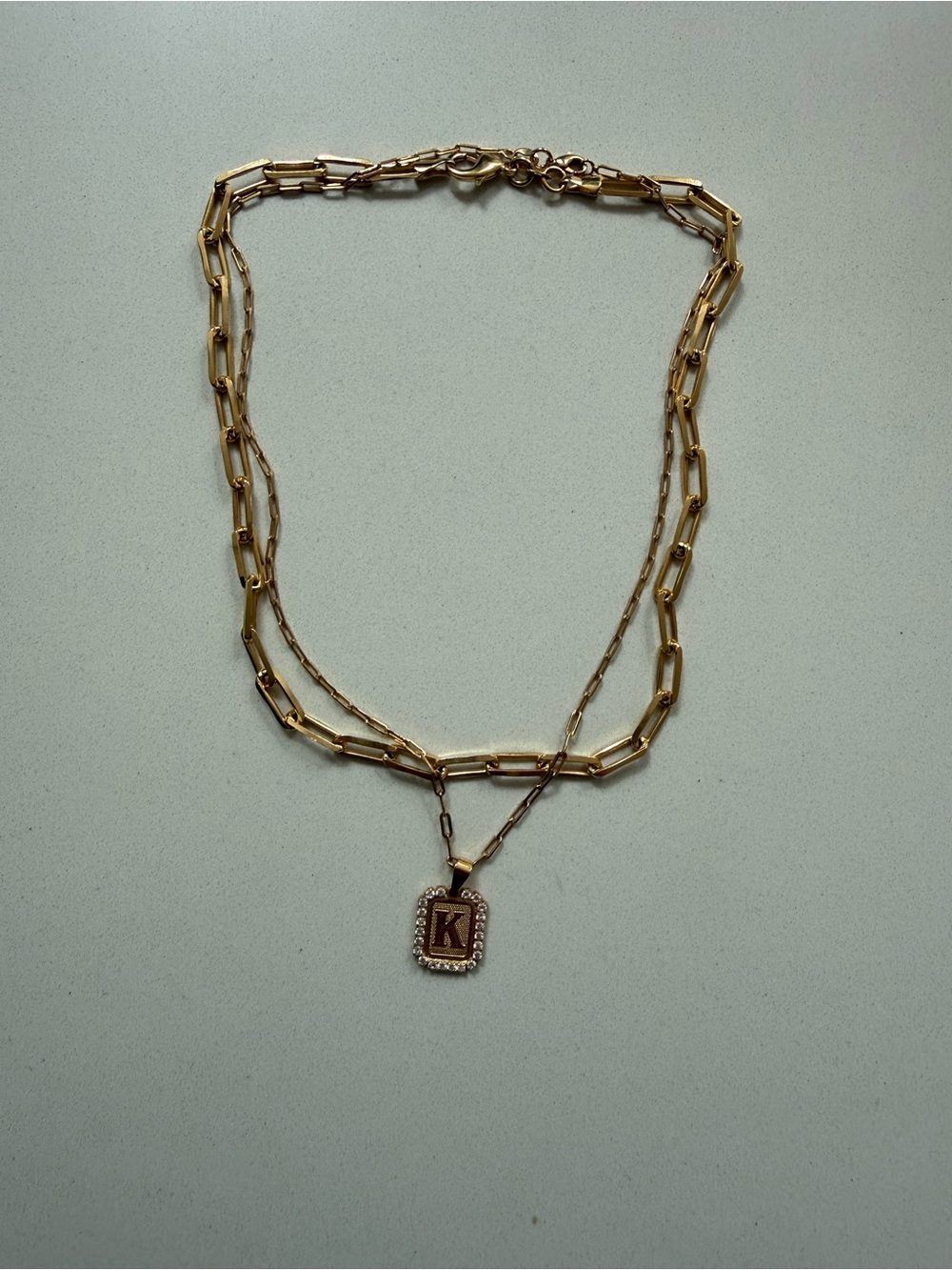 Gold Initial 'K' Layered Necklace
